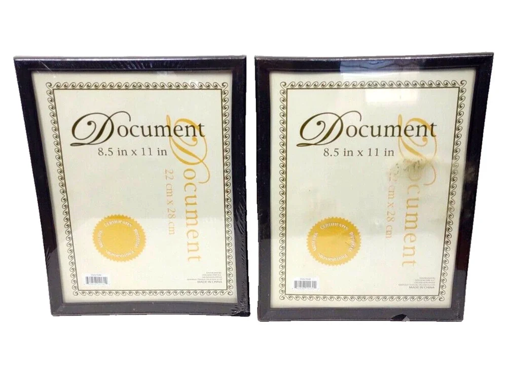 2 Pack Economy Document Photo Frames Black For 8.5x11 Picture Display F348 NOS